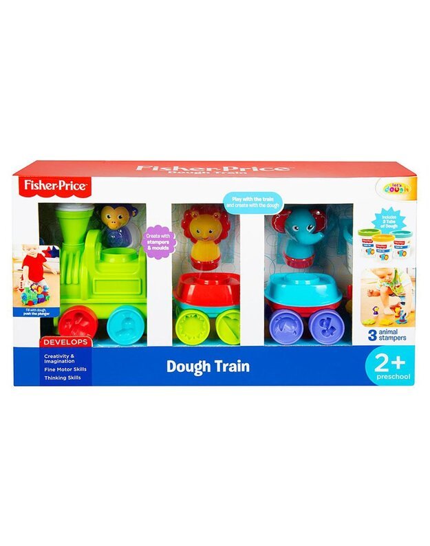 Fisher Price lokomotyvas + 3 spalvos