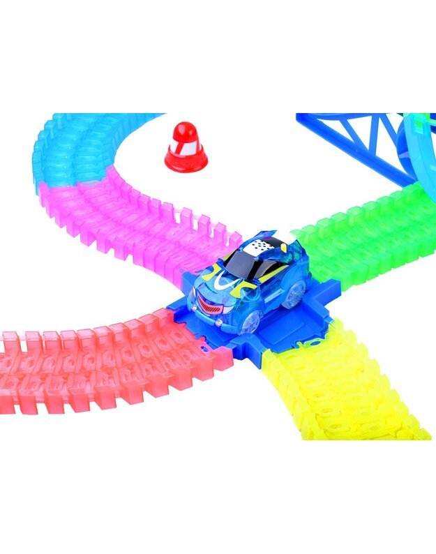 Fluorescencinė trasa su garso ir šviesos efektais 656 cm + priedai