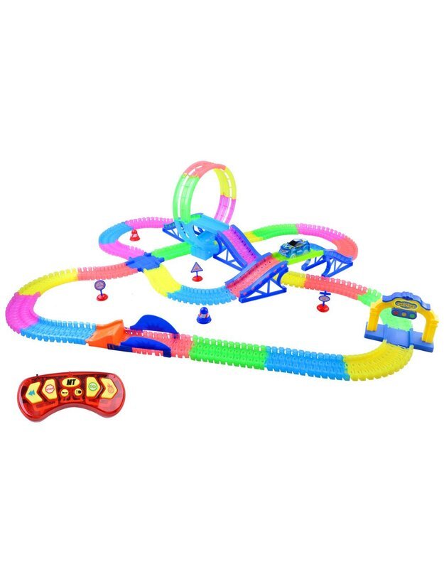 Fluorescencinė trasa su garso ir šviesos efektais 656 cm + priedai