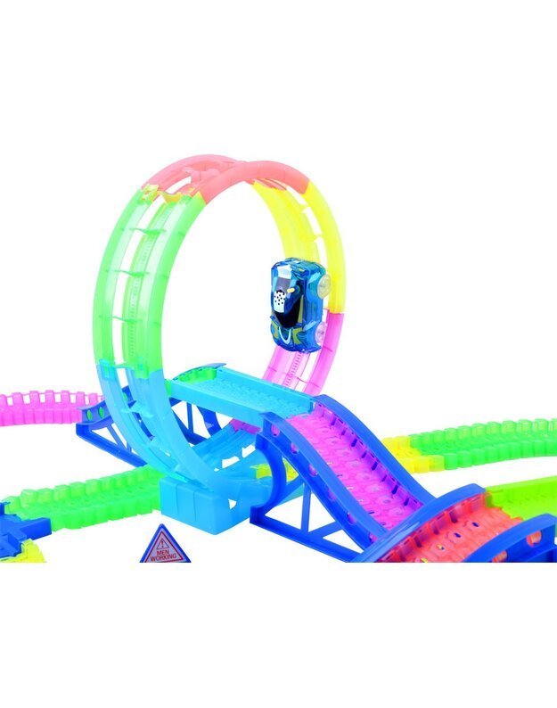 Fluorescencinė trasa su garso ir šviesos efektais 656 cm + priedai