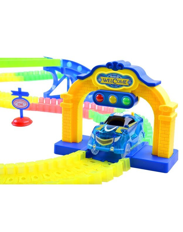 Fluorescencinė trasa su garso ir šviesos efektais 656 cm + priedai