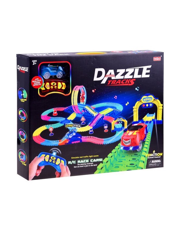 Fluorescencinė trasa su garso ir šviesos efektais 656 cm + priedai