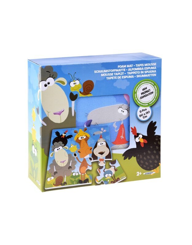 Porolono kilimėlis dėlionė su gyvūnais 37cm x 37cm