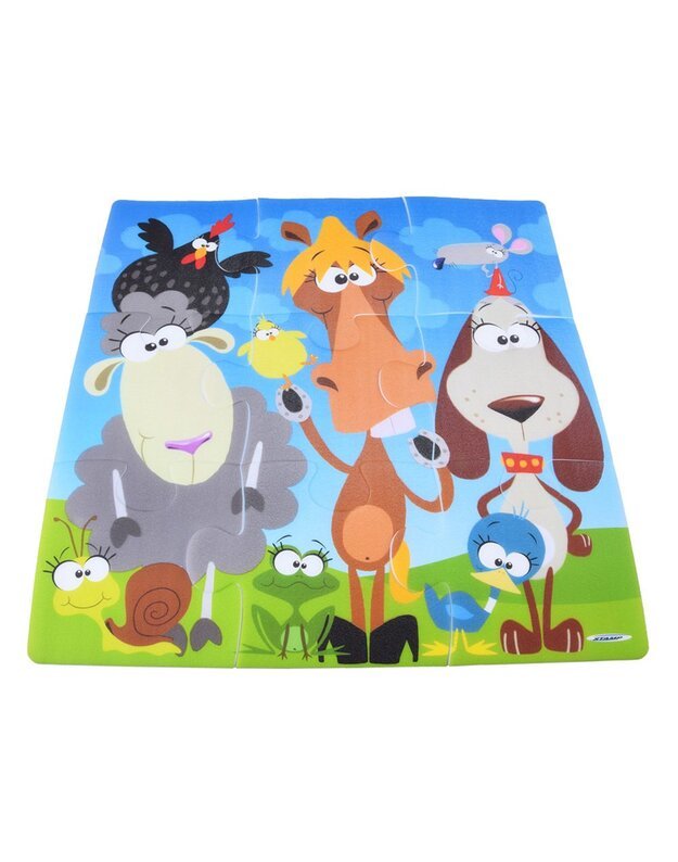 Porolono kilimėlis dėlionė su gyvūnais 37cm x 37cm
