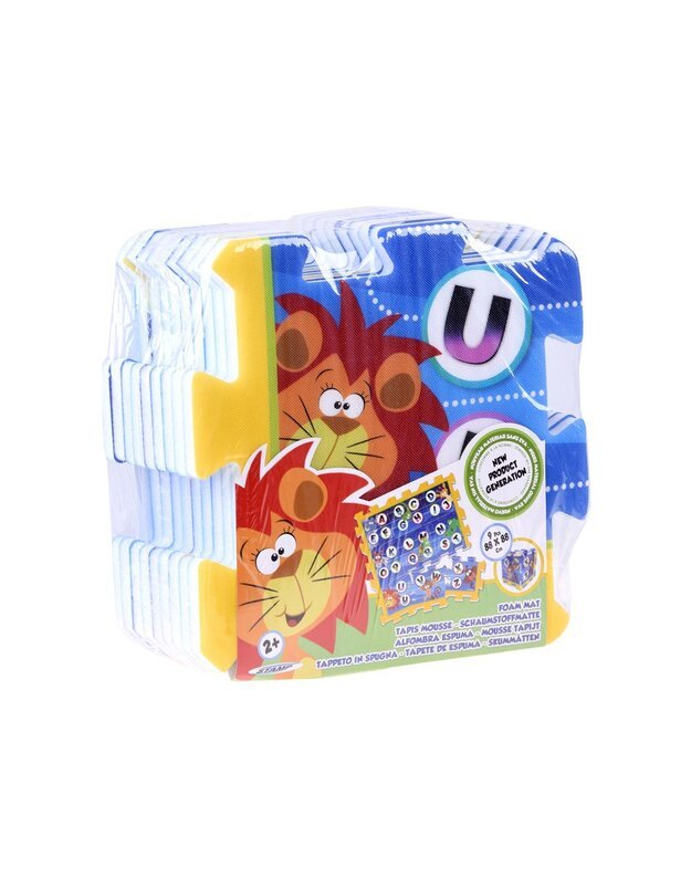 Putplasčio dėlionės kilimėlis su gyvūnais ir abėcėle