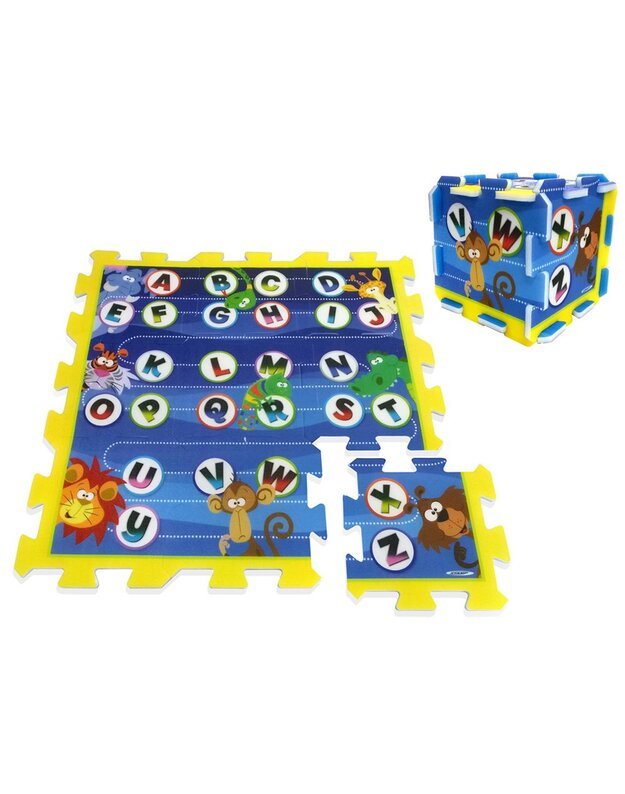 Putplasčio dėlionės kilimėlis su gyvūnais ir abėcėle