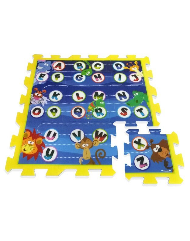Putplasčio dėlionės kilimėlis su gyvūnais ir abėcėle