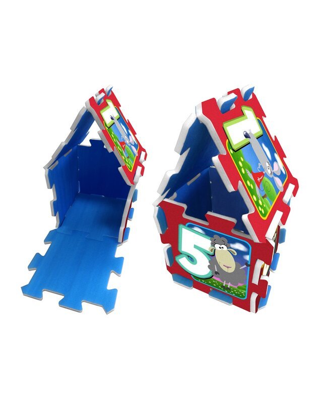 Putplasčio dėlionės kilimėlis su gyvūnais ir skaičiais