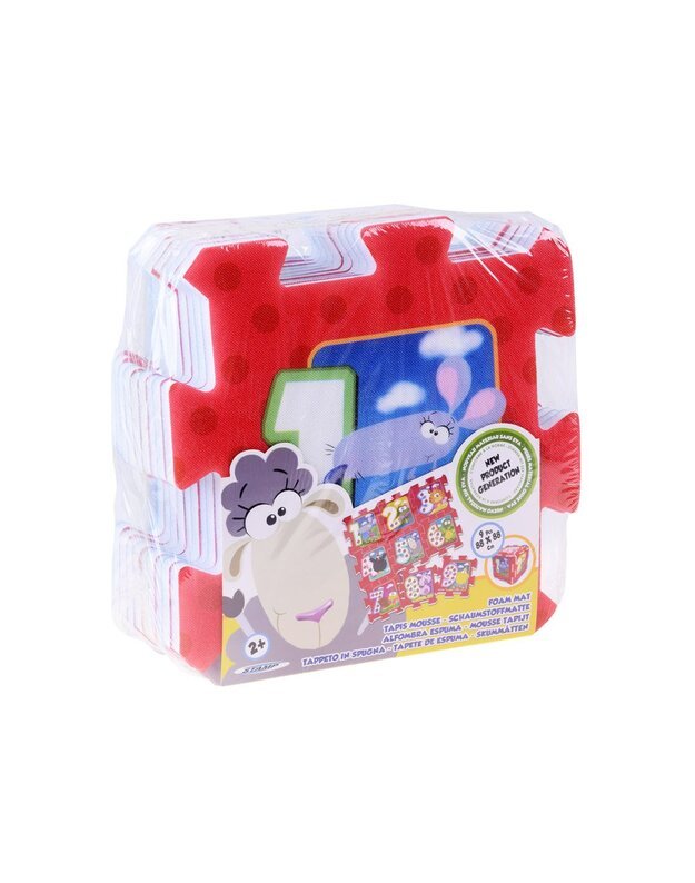 Putplasčio dėlionės kilimėlis su gyvūnais ir skaičiais