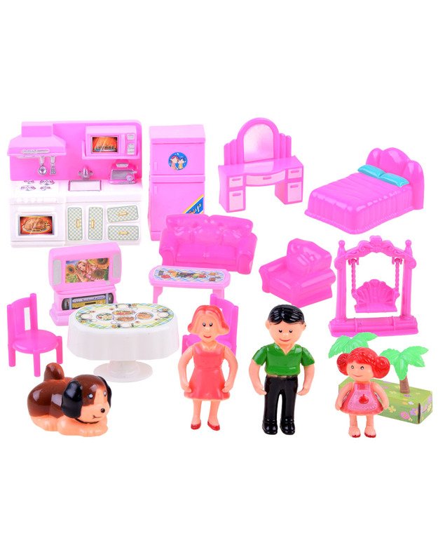 Sulankstomas šeimos namas + lėlių baldai