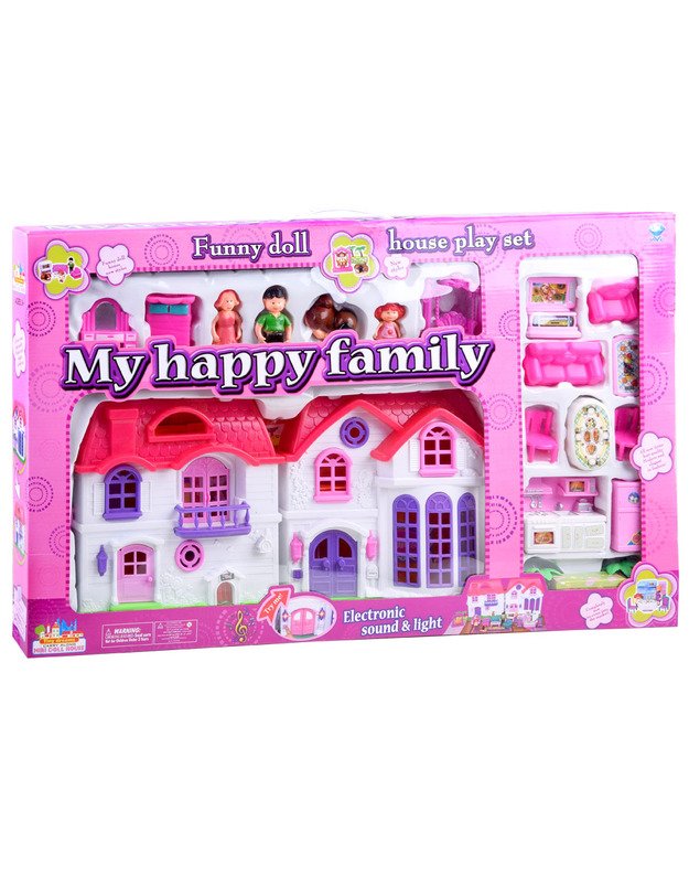 Sulankstomas šeimos namas + lėlių baldai