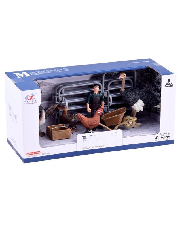 Gyvūnų figūrėlių rinkinys - višta, strutis ir kt.