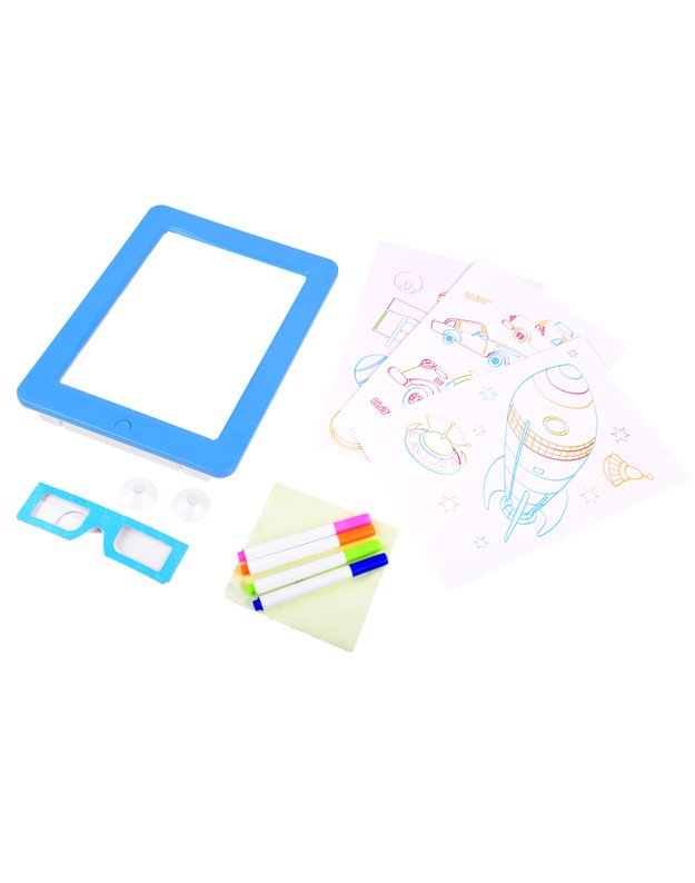 Šviečianti piešimo lenta + 3D akiniai - mėlyna