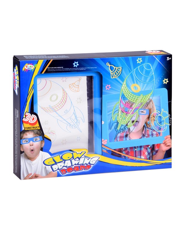 Šviečianti piešimo lenta + 3D akiniai - mėlyna