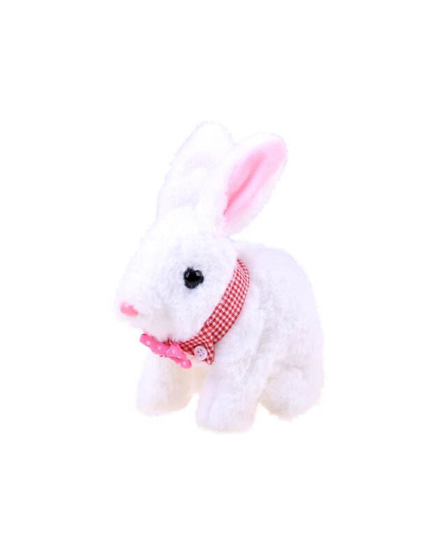 Žaislinis interaktyvus triušiukas krepšelyje - baltas