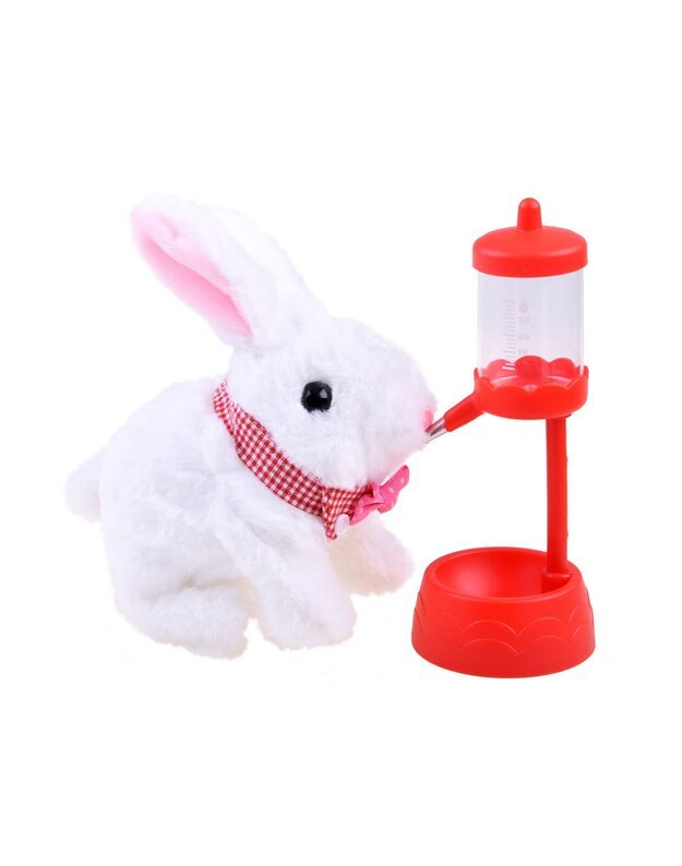 Žaislinis interaktyvus triušiukas krepšelyje - baltas