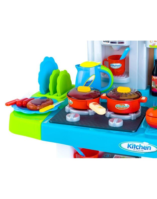 Interaktyvi virtuvėlė su dideliu aksesuarų rinkiniu, bei šviesos ir garso efektais - mėlyna