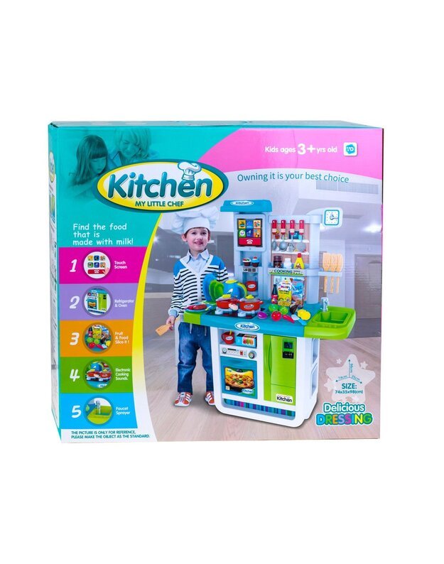 Interaktyvi virtuvėlė su dideliu aksesuarų rinkiniu, bei šviesos ir garso efektais - mėlyna