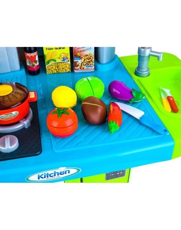 Interaktyvi virtuvėlė su dideliu aksesuarų rinkiniu, bei šviesos ir garso efektais - mėlyna