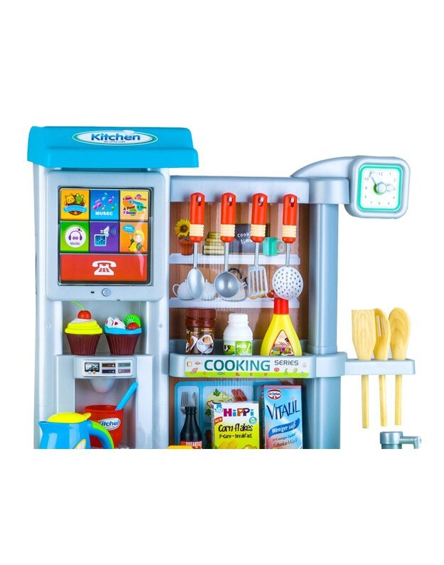 Interaktyvi virtuvėlė su dideliu aksesuarų rinkiniu, bei šviesos ir garso efektais - mėlyna