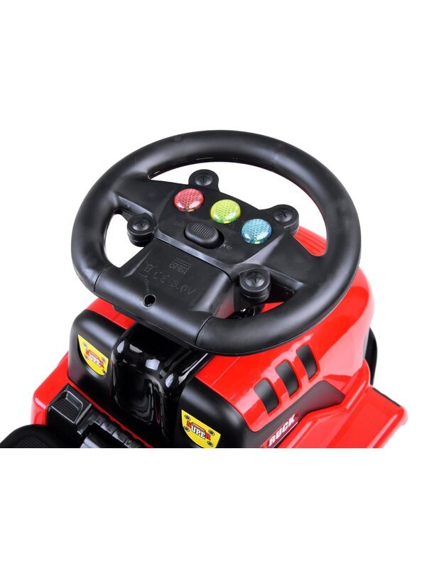 Vaikiškas paspiriamas Traktorius su priekaba - raudonas