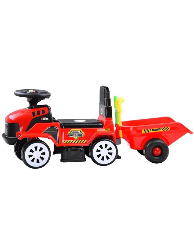 Vaikiškas paspiriamas Traktorius su priekaba - raudonas