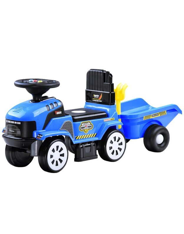 Paspiriama mašinėlė Traktorius su priekaba - mėlynas