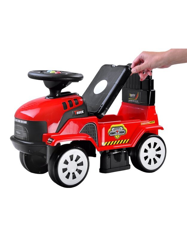 Vaikiškas paspiriamas Traktorius su priekaba - raudonas