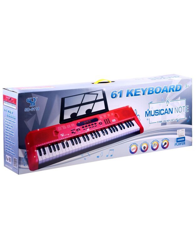 Vaikiškas sintezatorius + mikrofonas - raudonas