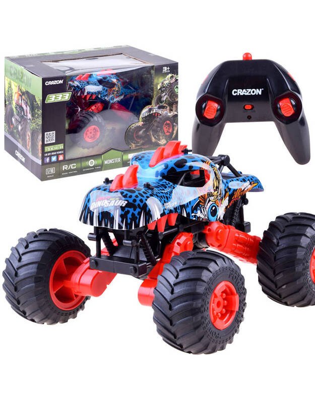 Didelis Monster DINO 4x4  automobilis + nuotolinio valdymo pultas - raudonas