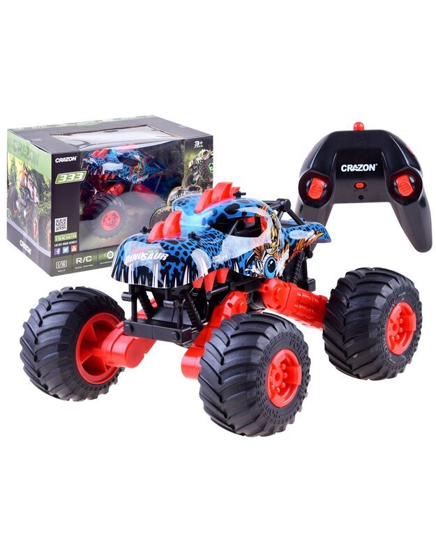 Didelis Monster DINO 4x4  automobilis + nuotolinio valdymo pultas - raudonas