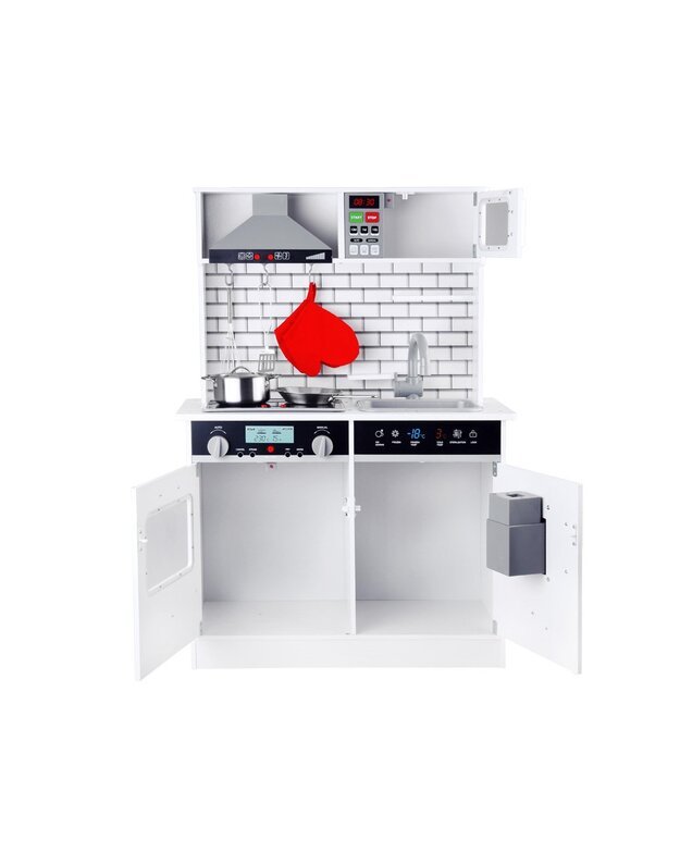 Didelė medinė virtuvė su šviesos ir  garso efektais  + priedai