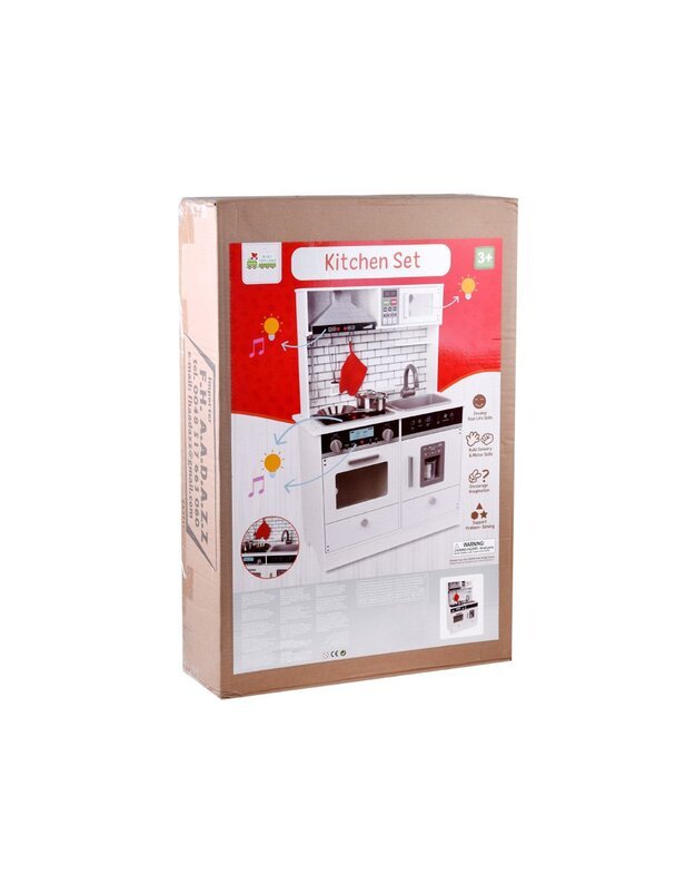 Didelė medinė virtuvė su šviesos ir  garso efektais  + priedai