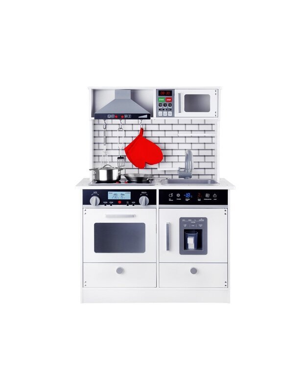 Didelė medinė virtuvė su šviesos ir  garso efektais  + priedai