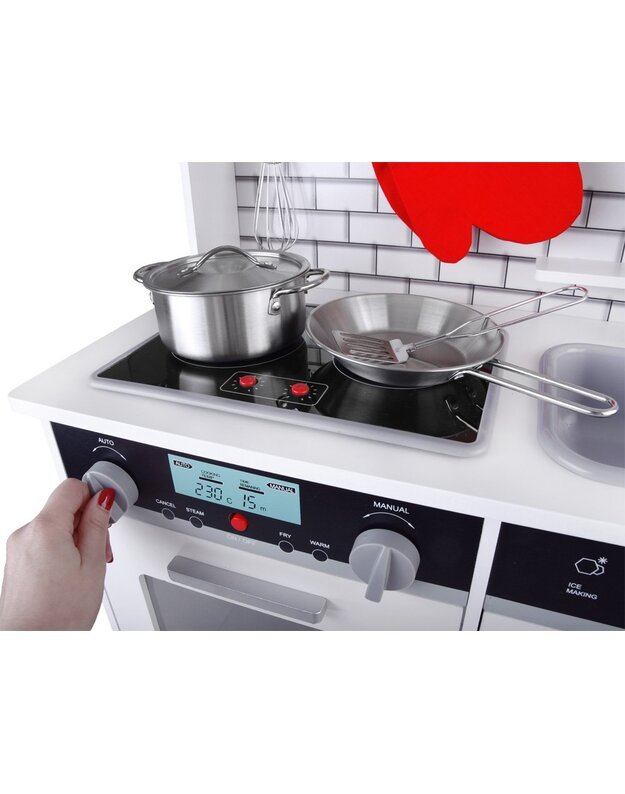 Didelė medinė virtuvė su šviesos ir  garso efektais  + priedai