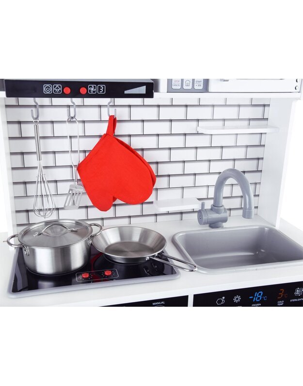 Didelė medinė virtuvė su šviesos ir  garso efektais  + priedai