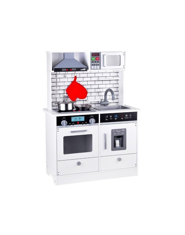 Didelė medinė virtuvė su šviesos ir  garso efektais  + priedai