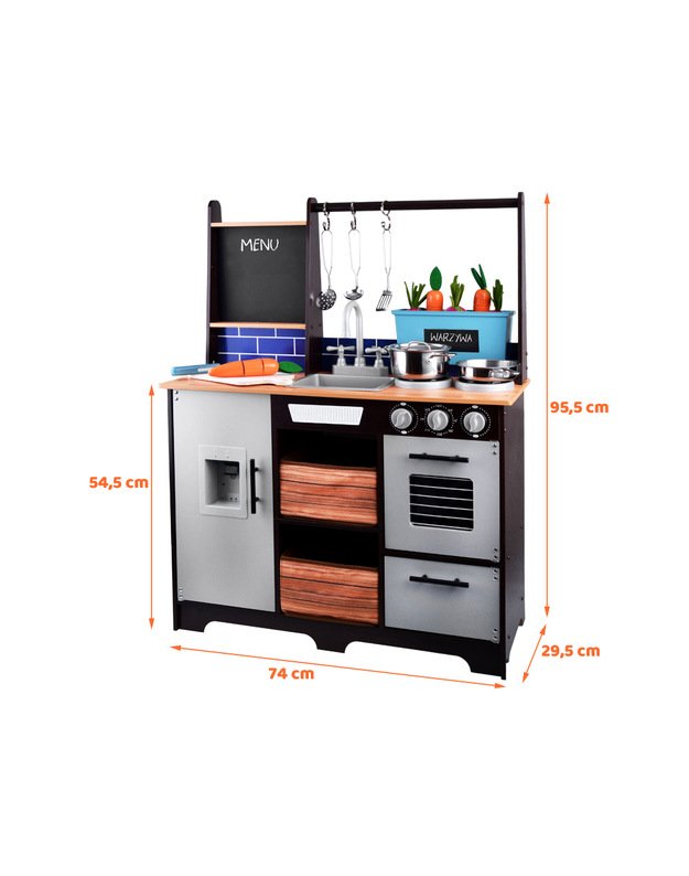 Lofto stiliaus medinė virtuvė su priedais