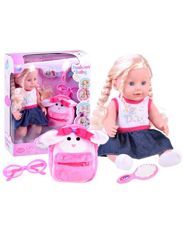 Lėlė Julija su kasytėmis + miela kuprinė ir akiniai