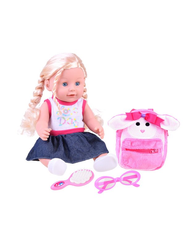 Lėlė Julija su kasytėmis + miela kuprinė ir akiniai