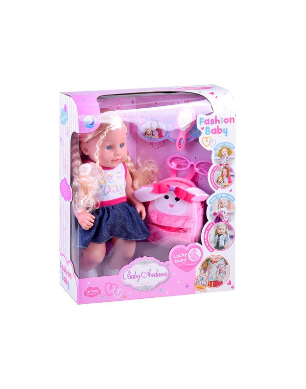 Lėlė Julija su kasytėmis + miela kuprinė ir akiniai