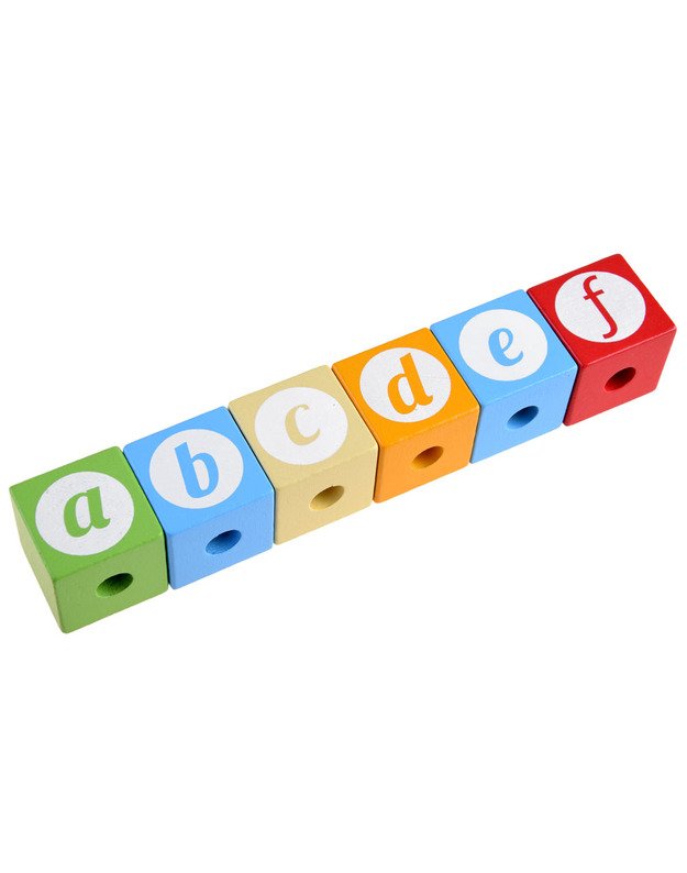 Medinių kaladėlių lokomotyvas su raidėmis 