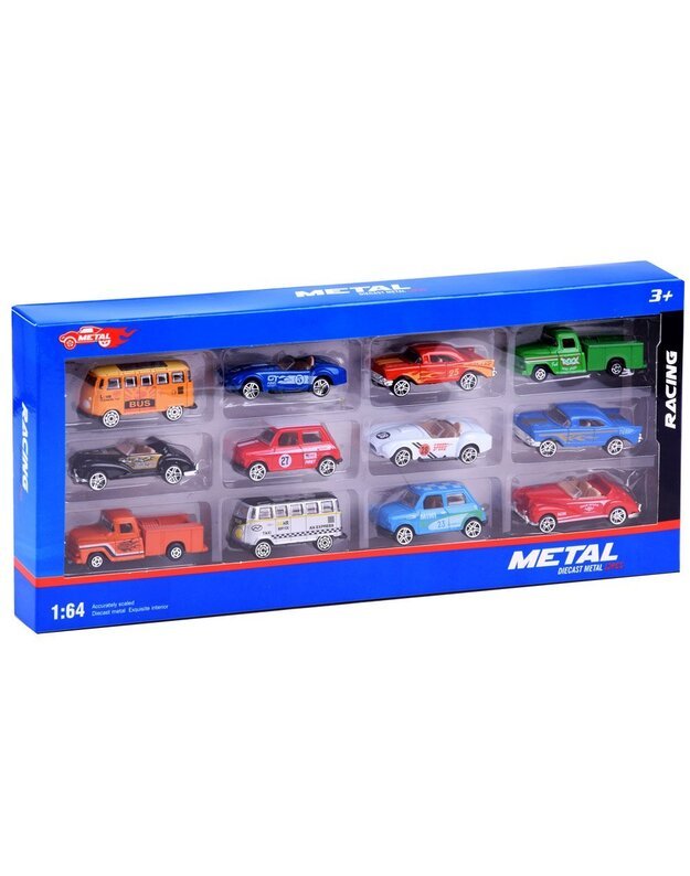 Retro stiliaus metalinių mašinėlių komplektas 12 vnt.