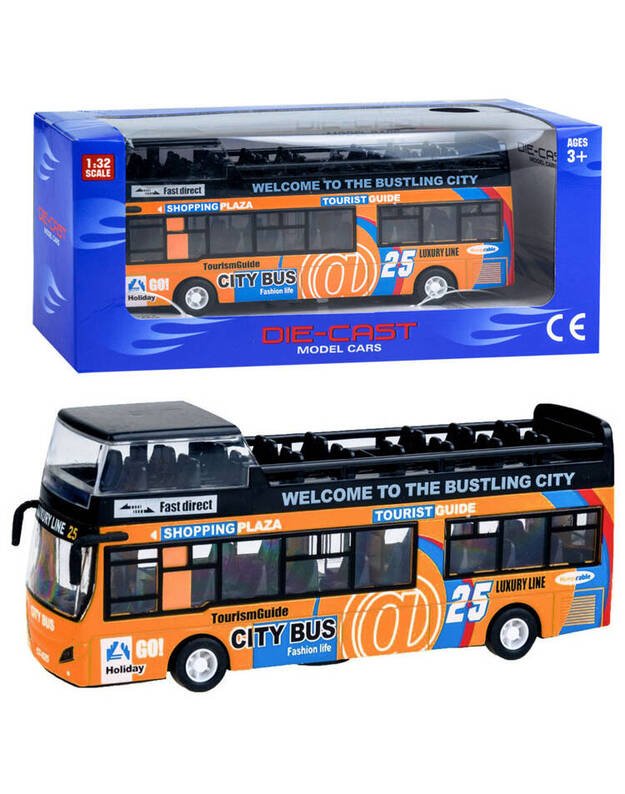 Metalinis dviaukštis autobusas - geltonas