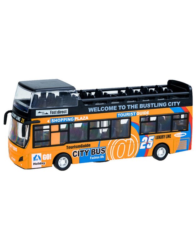 Metalinis dviaukštis autobusas - geltonas