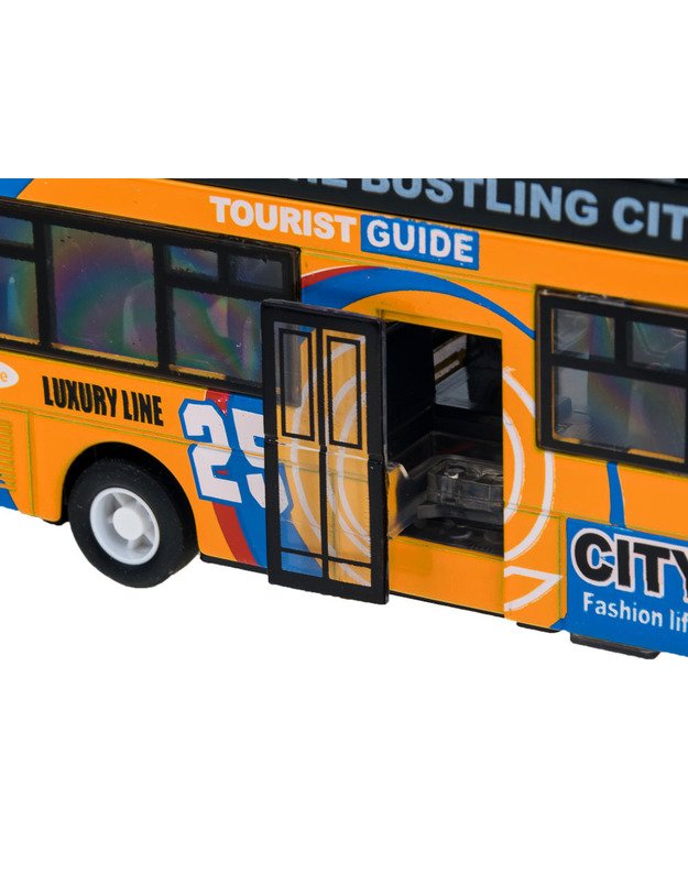 Metalinis dviaukštis autobusas - geltonas