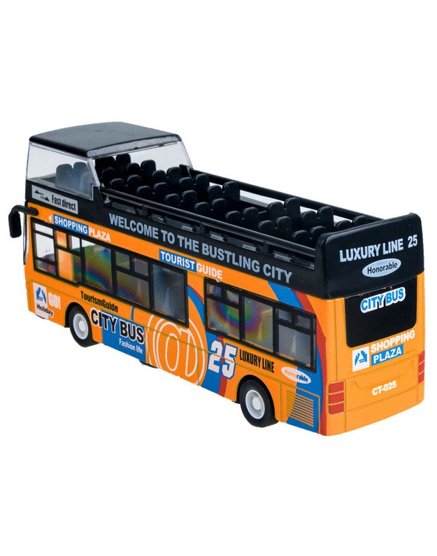 Metalinis dviaukštis autobusas - geltonas