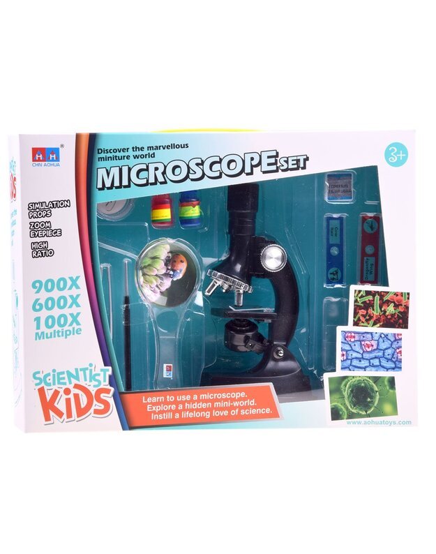  Mikroskopas + priedai jaunajam mokslininkui