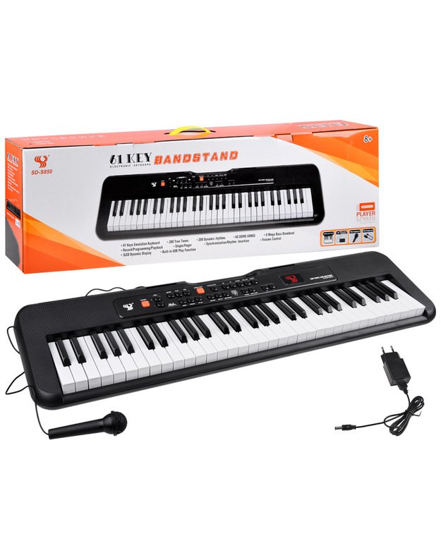 Vaikiškas pianinas SD-850 (61 klavišas) + mikrofonas 
