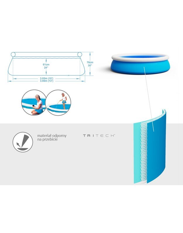 Pripučiamas baseinas Fast Set Bestway 366x76 cm